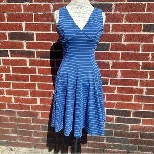 Peter Som Blue and White Striped Midi Dress PM5